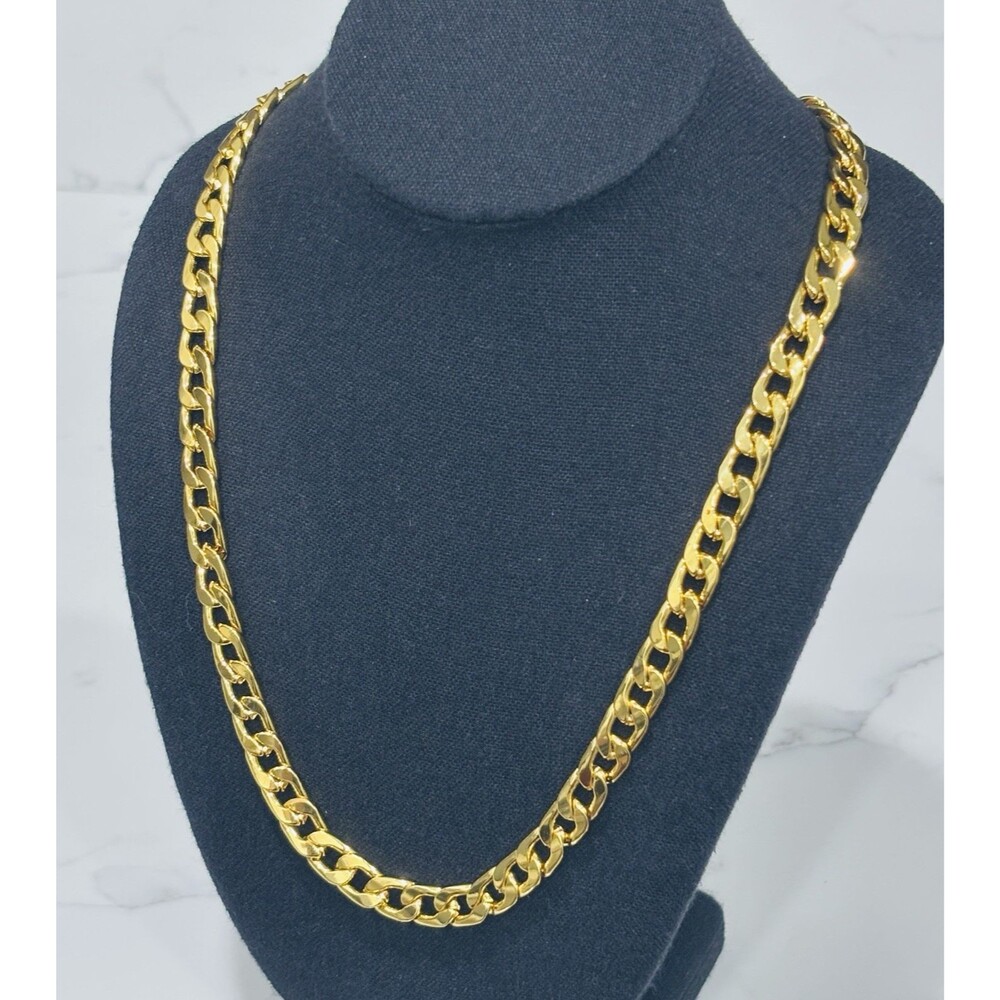 Vintage Chunky Cuban Link Chain Necklace Gold Tone Heavy Curb 24"